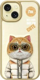 Nimmy case iPhone 15 6.1" khaki Cool&Cute 2.0 Cat