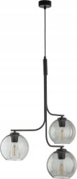 Lampa sufitowa wisząca 130cm Czarna z 3 szklanymi grafitowymi kloszami