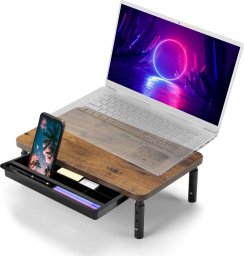 Podstawka z półką pod monitor laptop HAJNAN rustic+ szuflada
