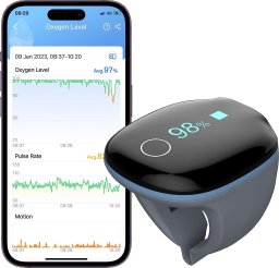 Wellue Czujnik na oddech O2 Ring na sen noc Alarm Wibracja App