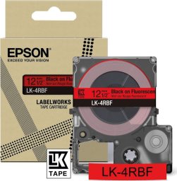 EPSON Colour Tape Fluorescent Red/Black 12mm 5m LK-4RBF