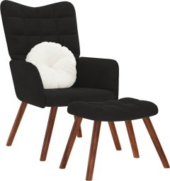 VidaXL Fotel z podnóżkiem, czarny, obity aksamitem