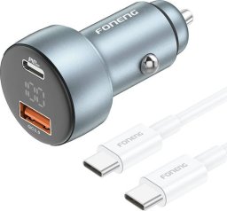 Ładowarka samochodowa Foneng C18 1xUSB-A, 1xUSB-C 2,4A 48W (szara) + kabel USB-C do USB-C