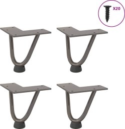 Nogi do stołu Hairpin, 4 szt., naturalna stal, 10 cm, lita stal