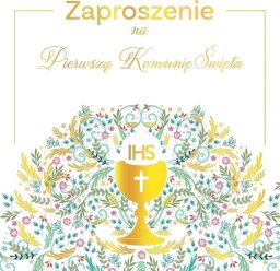 Zaproszenie - Komunia pattern IHS (5szt)