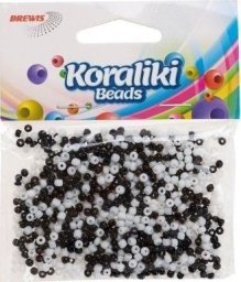 BREWIS Koraliki akrylowe do nawlekania białe czarne 35mm