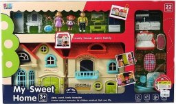 Domek dla lalek z figurkami i meblami światło