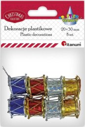 Dekoracje plastikowe bębenek Xmass 20x30mm 8szt