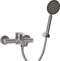 AQUALINE STEEL bathroom faucet, short spout, with shower system