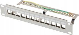 Lanberg PATCH PANEL PUSTY 12 PORT 1U 10" FTP Z ORGANIZEREM DO MODUŁÓW KEYSTONE SZARY LANBERG