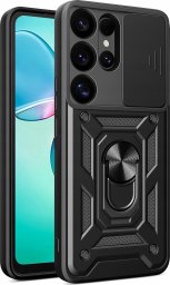 Etui pancerne Hybrid Armor Camshield z osłoną aparatu i metalowym ringiem do Samsung Galaxy S25 Ultra - czarne