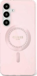 Guess Rhinestones Printed Classic Logo MagSafe Samsung Galaxy S25 Case Pink