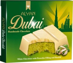 Dubai White Chocolate Crunchy Pistachio Kunafa, dubajska biała czekolada z pistacjami i ciastem kataifi 100g - Alyan