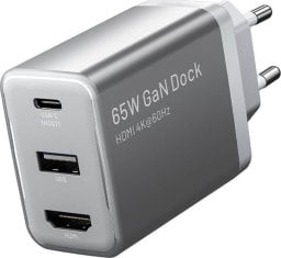 Ładowarka sieciowa Vention FJAH0-EU USB(C+A)+HDMI GaN (60W/5W/4K@60Hz) (szara)