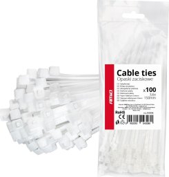 Opaski zaciskowe białe 3.6×150mm 100 szt. amio-04308