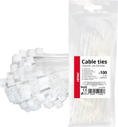Opaski zaciskowe białe 2.5×150mm 100 szt. amio-04306