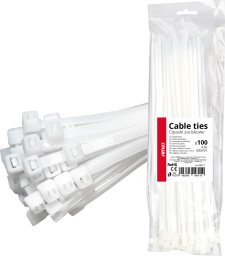 Opaski zaciskowe białe 4.8×300mm 100 szt. amio-04311