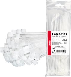 Opaski zaciskowe białe 2.5×200mm 100 szt. amio-04307