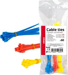 Opaski zaciskowe plastikowe wielokolorowe zestaw 60 szt. amio-04313