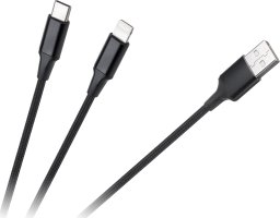 Kabel USB Cabletech USB-A - USB-C + Lightning 1 m Czarny (KPO3944)