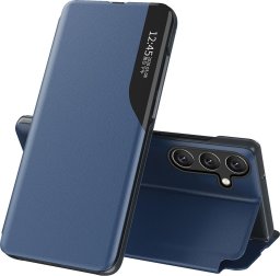 Eco Leather View Case etui do Samsung Galaxy S25+ z klapką i podstawką - niebieskie