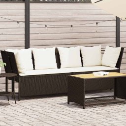 vidaXL Sofa ogrodowa z poduszkami Brązowy polirattan