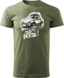 Koszulka VW Beetle garbus z samochodem garbusem męska khaki REGULAR S