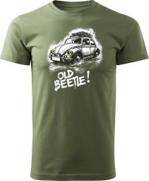 Koszulka VW Beetle garbus z samochodem garbusem męska khaki REGULAR L