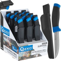 Nóż finka taktyczny 215/105mm z kaburą BLACK SURVIVAL SERIES – kartonik wystawowy (12/48)