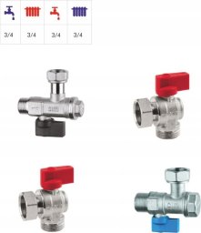 Uniwersalny zestaw zaworów kątowych do kotłów gazowych z filtrami Z-KIT-08-U (4x3/4) (DWZ)dedykowany do grupy Vaillant, Saunier Duval 2 F oraz kotłów 1F w pakiecie z zasobnikiem -  (2 x zawór kątowy 3/4`` z półśrubunkiem wbudowany filtr,23 x zawór kątowy