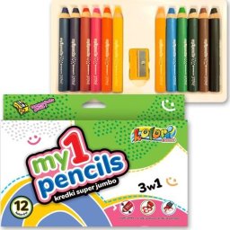Kredki PENMATE Kolori moje pierwsze kredki super jumbo 12 kolorów+temperówka