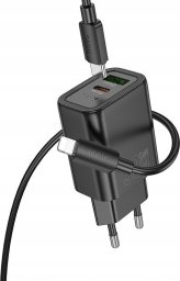 HOCO ładowarka sieciowa USB A + Typ C + kabel Typ C do Lightning PD QC3.0 3A 30W N63 czarna