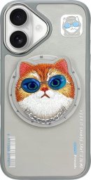 Etui Nimmy Glasses Cool Cat do iPhone 16  szary