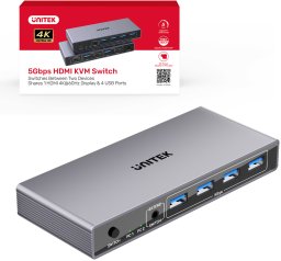 Unitek Przełącznik KVM 8K@60Hz USB 3.0 5Gbps DP