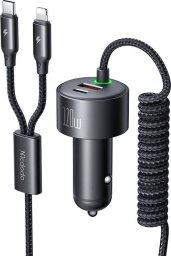 Ładowarka samochodowa Mcdodo CC-0370, USB-C, Lightning, 120W, chowane kable