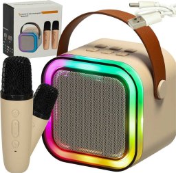 Zestaw do karaoke 2 mikrofony + głośnik przenośny BLUETOOTH USB LED beżowy Kik sp. z o.o. sp. k.