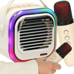 Głośnik do karaoke USB Bluetooth kremowy Kik sp. z o.o. sp. k.