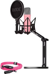 Mikrofon Rode NT1 Signature różowy + kabel XLR + statyw biurkowy (BUROINT1PK)