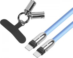 Kabel 2w1 USB C smycz 1m błękitny