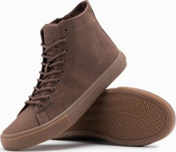 Buty trampki męskie za kostkę z gumową podeszwą brązowe V4 OM-FOTH-0187 42