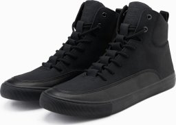Buty męskie sneakersy za kostkę z ozdobnymi zakładkami czarne V4 OM-FOSH-0176 42