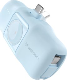 Mini powerbank Wozinsky WF16-YCS 5000mAh 15W USB-C z wbudowanym kablem USB-C i ładowarką do Apple Watch - niebieski
