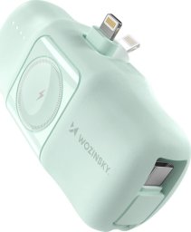 Mini powerbank Wozinsky WF16-YLS 5000mAh 15W Lightning z wbudowanym kablem USB-C i ładowarką do Apple Watch - zielony