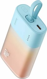 Powerbank Baseus Popsicle 5200mAh 20W z wbudowanym kablem Lightning (+ biały kabel Baseus Simple USB-C - USB-C 60W/20V/3A/30cm) - niebiesko-pomarańczowy