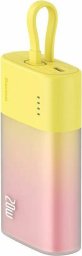 Powerbank Baseus Popsicle 5200mAh 20W z wbudowanym kablem Lightning (+ biały kabel Baseus Simple USB-C - USB-C 60W/20V/3A/30cm) - zółto-różowy