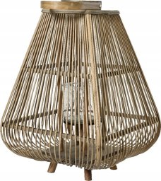 Latarnia bambusowa z drewnianymi nóżkami i uchwytem 29x40cm