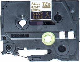 Brother BROLIS TZE-RN54 SATINO JUOSTOS ? AUKSO TEKSTAS ANT NAVY JUOSTOS, 24 MM