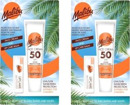 Malibu Krem Do Twarzy SPF50 + Pomadka SPF30 Zestaw x2szt