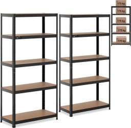 Regał magazynowy metalowy 5 półek 875 kg 90 x 40 x 180 cm szaroniebieski 2 szt.