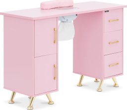Physa Biurko kosmetyczne z pochłaniaczem podpórką 120 x 45 x 80 cm - różowo złote Biurko kosmetyczne z pochłaniaczem podpórką 120 x 45 x 80 cm - różowo złote